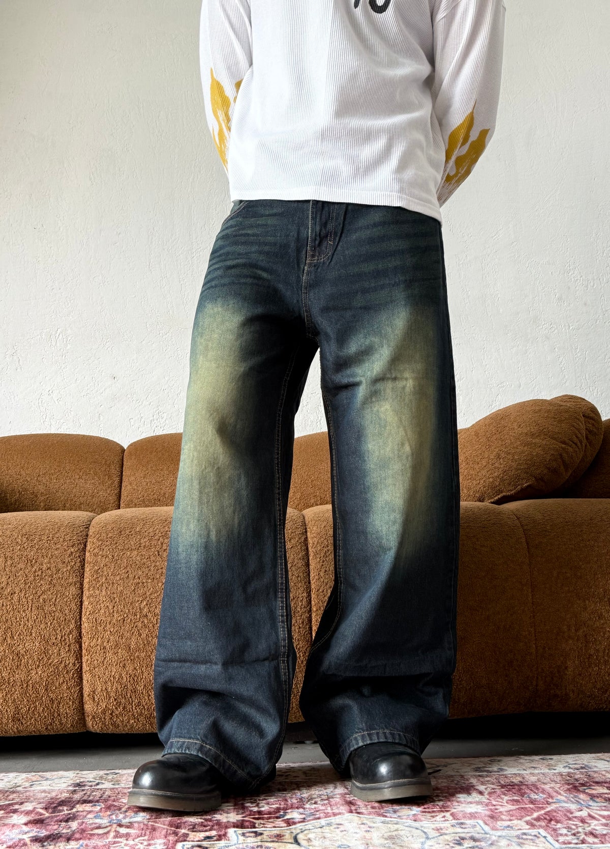 WASHED WIDE LEG BAGGY DENIM