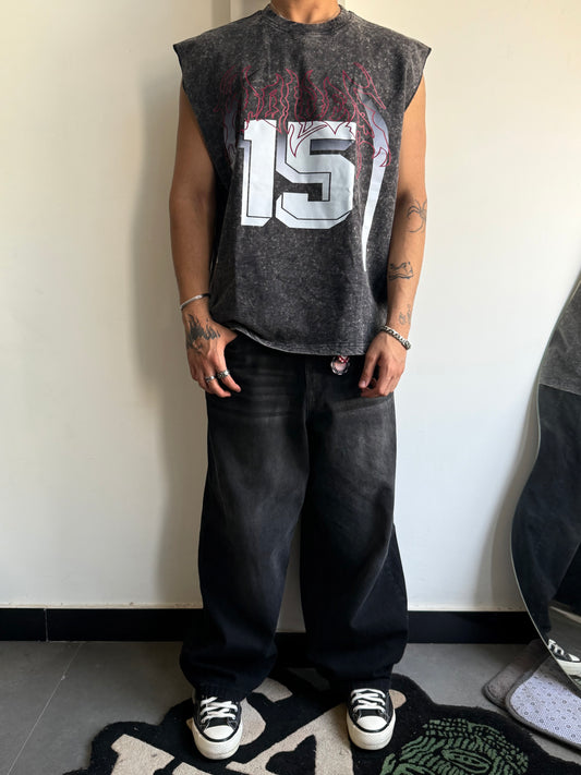 ELLC STUDIO ACID WASH SLEEVES TEE