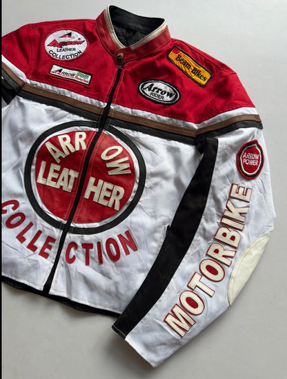 VINTAGE RARE ARROW LEATHER MOTORBIKE RACING JACKET