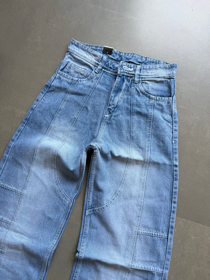 WASHED PANEL WIDE LEG DENIM