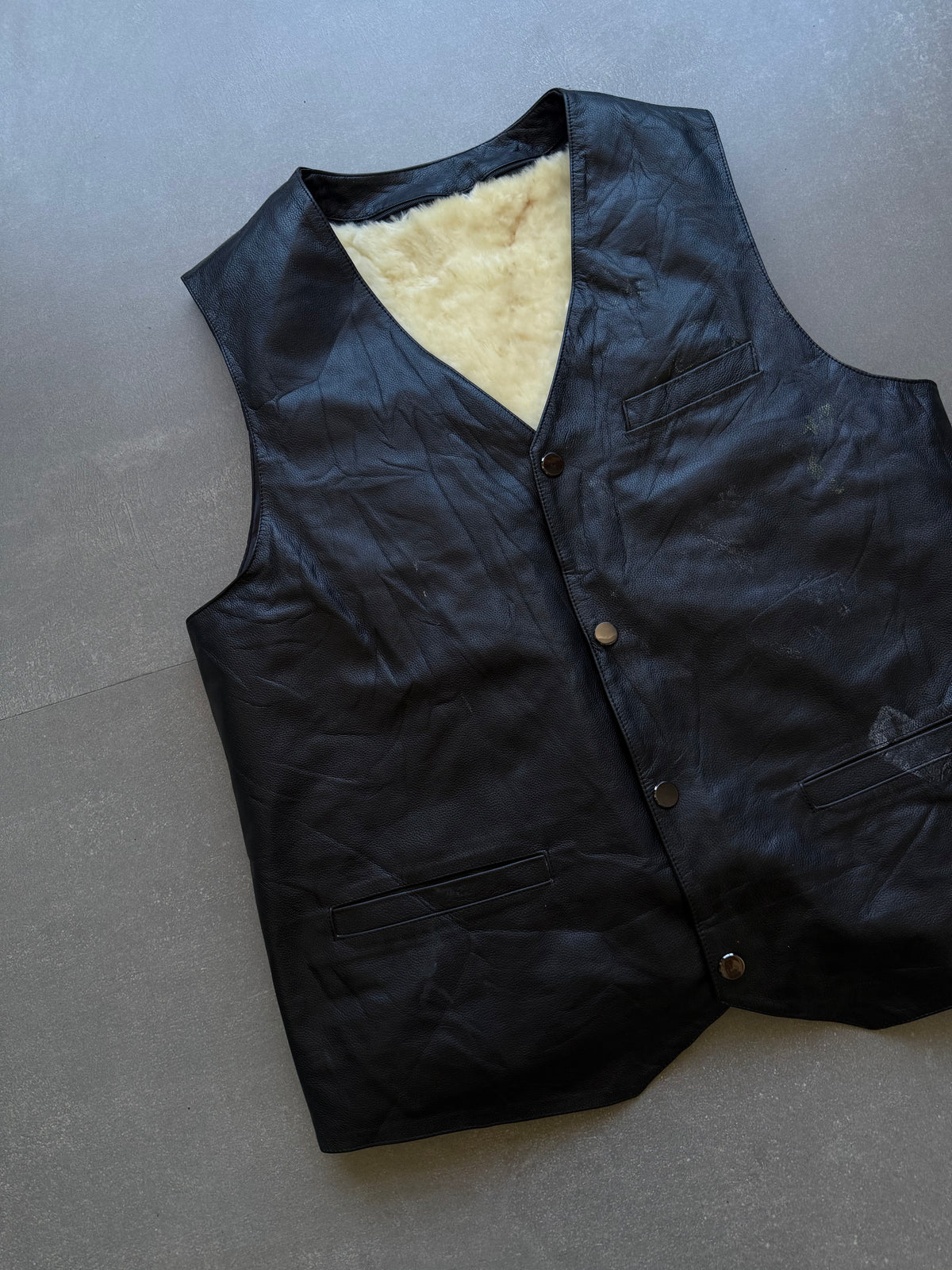 VINTAGE FUR LEATHER VEST