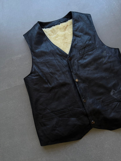 VINTAGE FUR LEATHER VEST