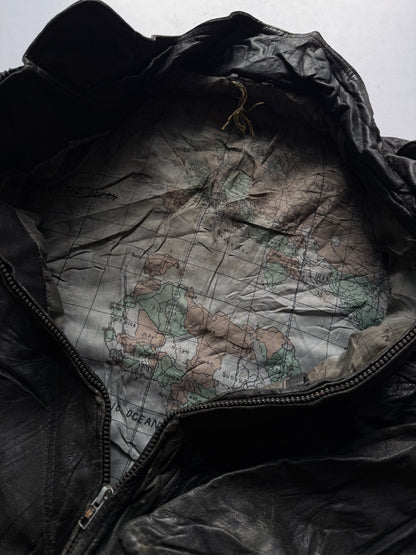 VINTAGE WORLD MAP LEATHER JACKET