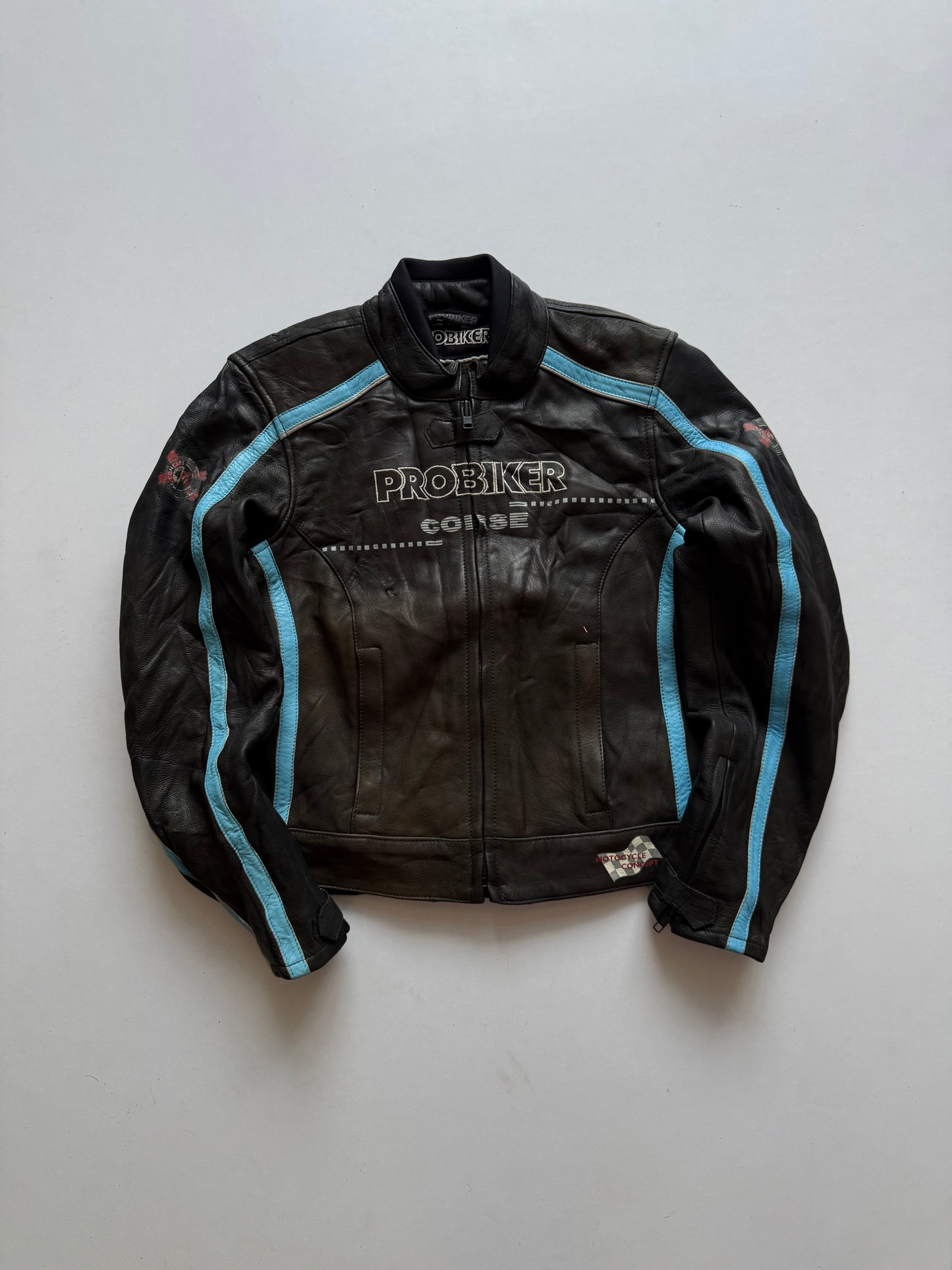 VINTAGE PRO BIKER LEATHER RACING JACKET
