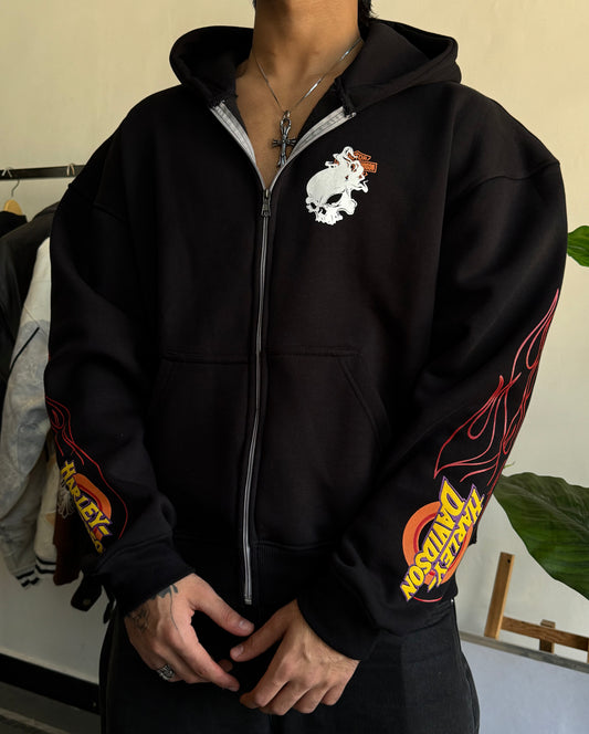 VINTAGE Y2K STYLE HARLEY  HOODED ZIPPER