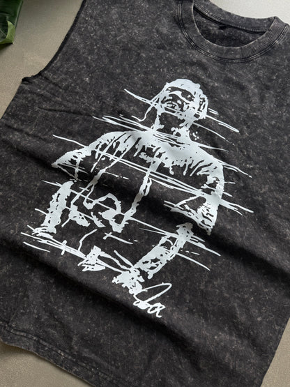 ELLC STUDIO ACID WASH SLEEVES TEE