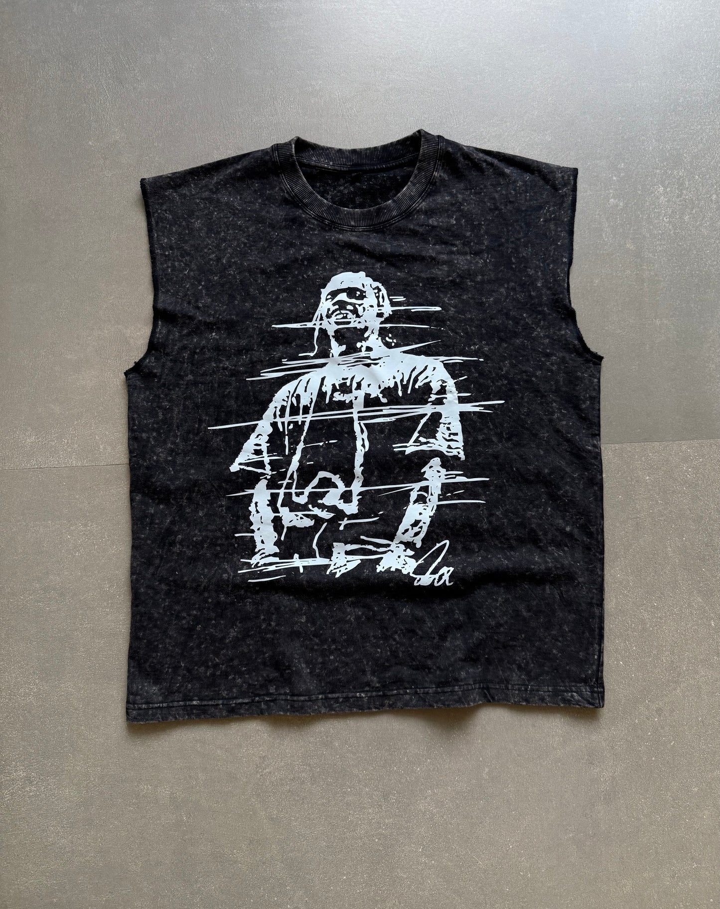 ELLC STUDIO ACID WASH SLEEVES TEE