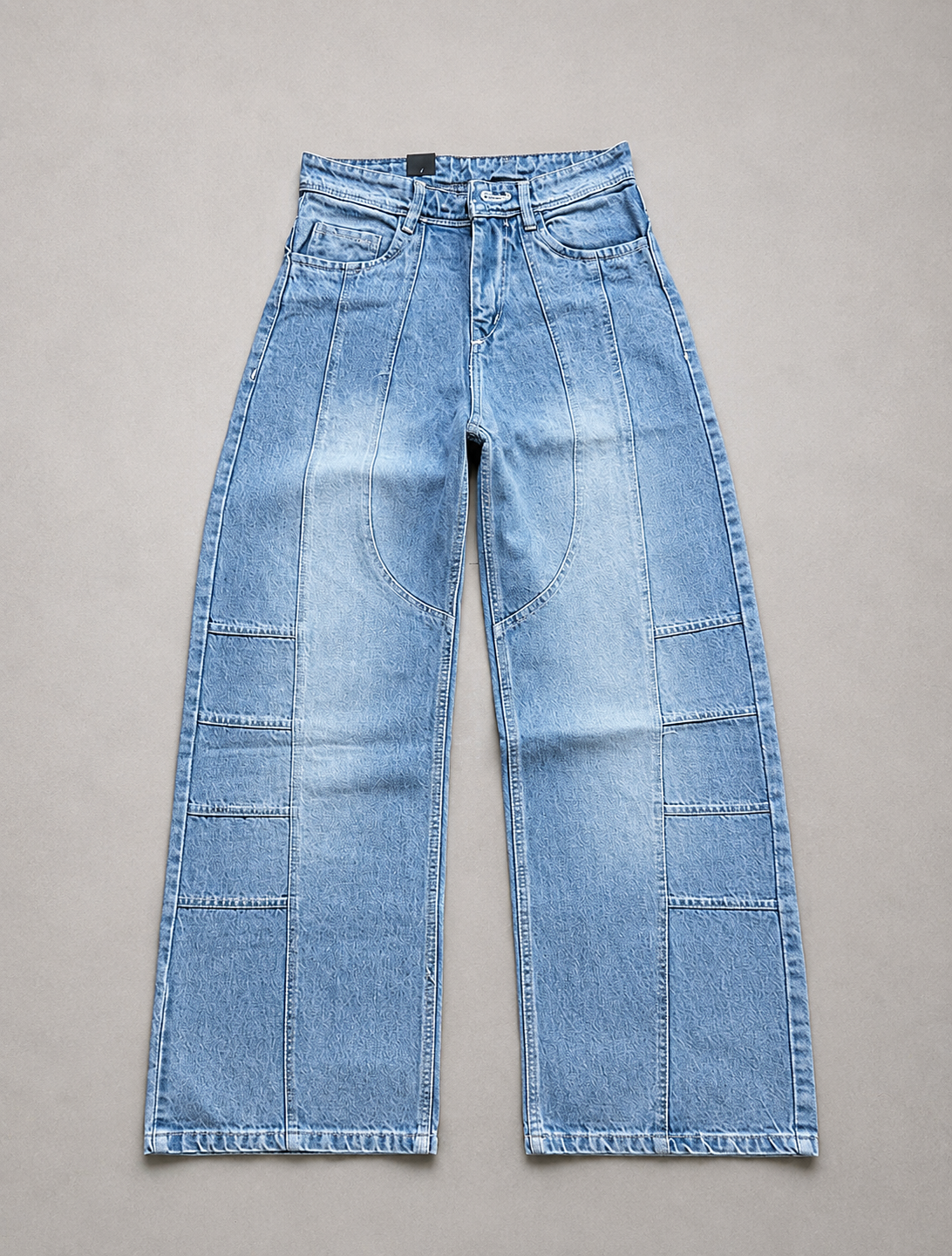WASHED PANEL WIDE LEG DENIM