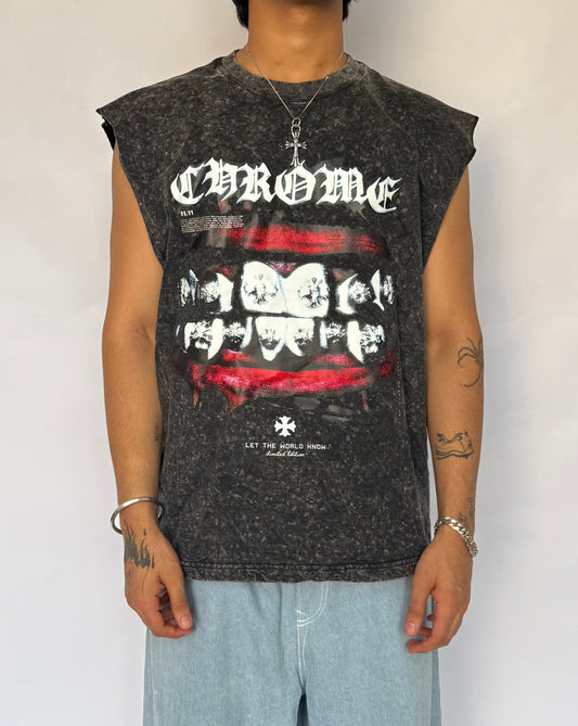 ELLC STUDIO ACID WASH SLEEVES TEE