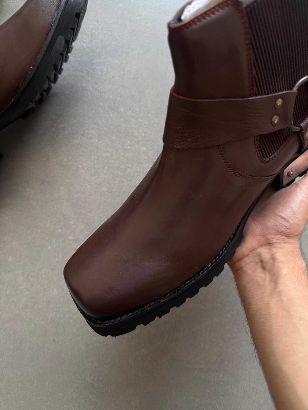 VINTAGE SYTLE HARNESS GENIUNE LEATHER BOOTS