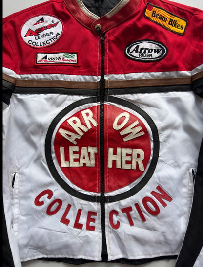 VINTAGE RARE ARROW LEATHER MOTORBIKE RACING JACKET