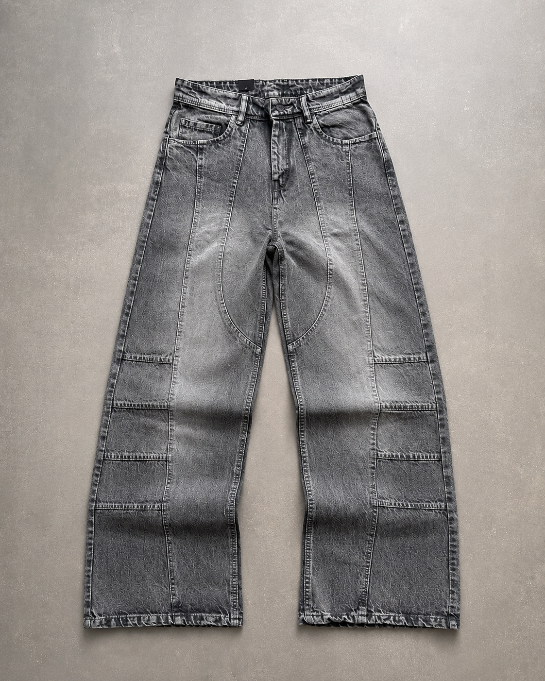 WASHED PANEL WIDE-LEG DENIM