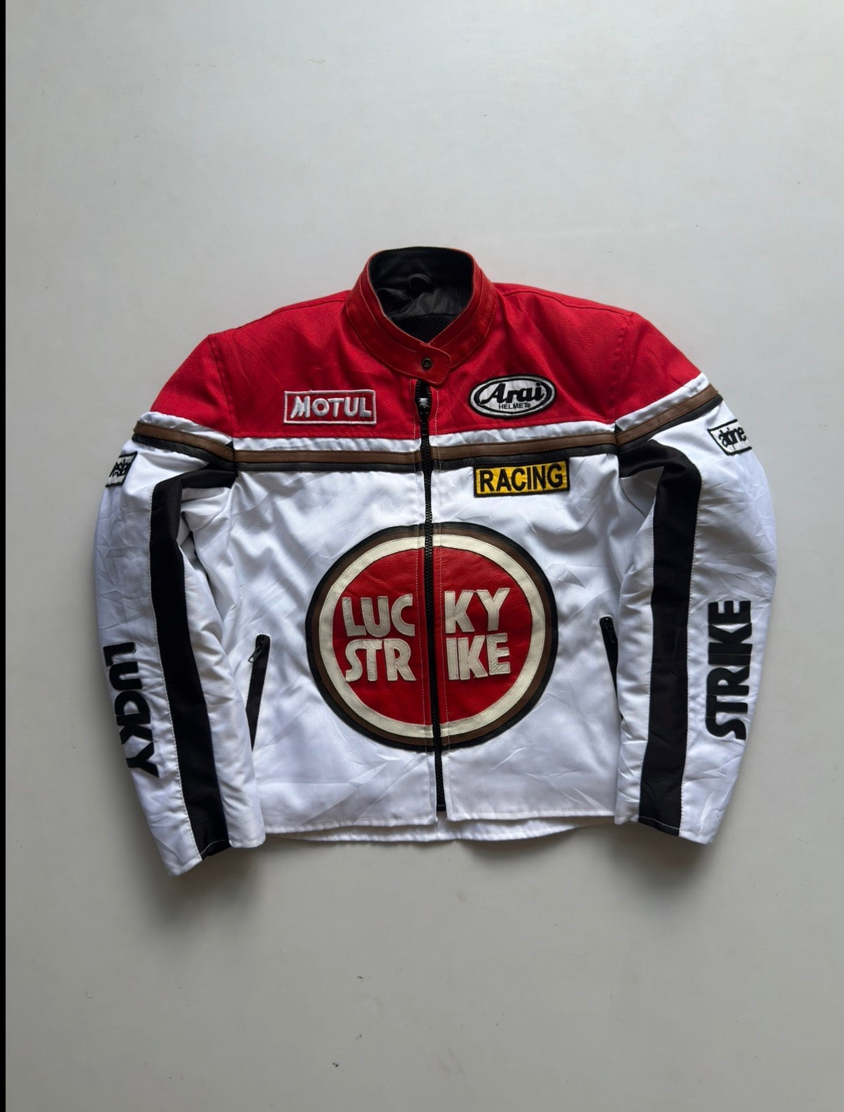 VINTAGE RARE LUCKY STRIPE RACING JACKET (safety pads)