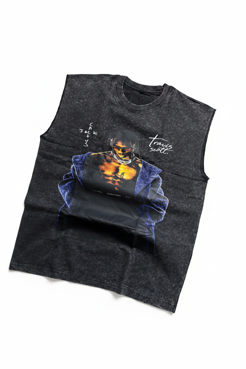 ELLC STUDIO ACID WASH SLEEVES TEE