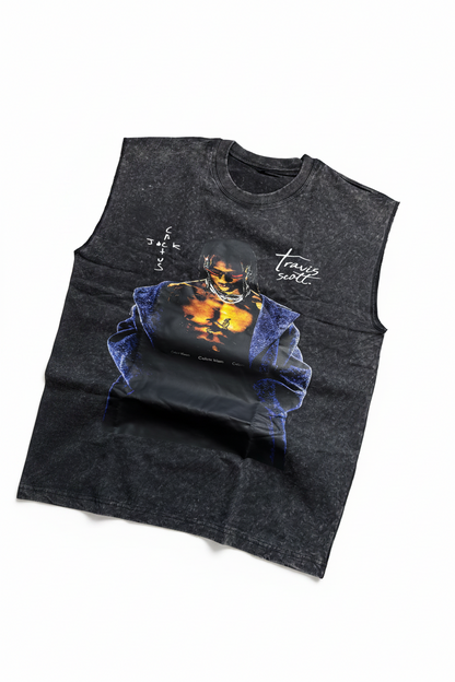 ELLC STUDIO ACID WASH SLEEVES TEE