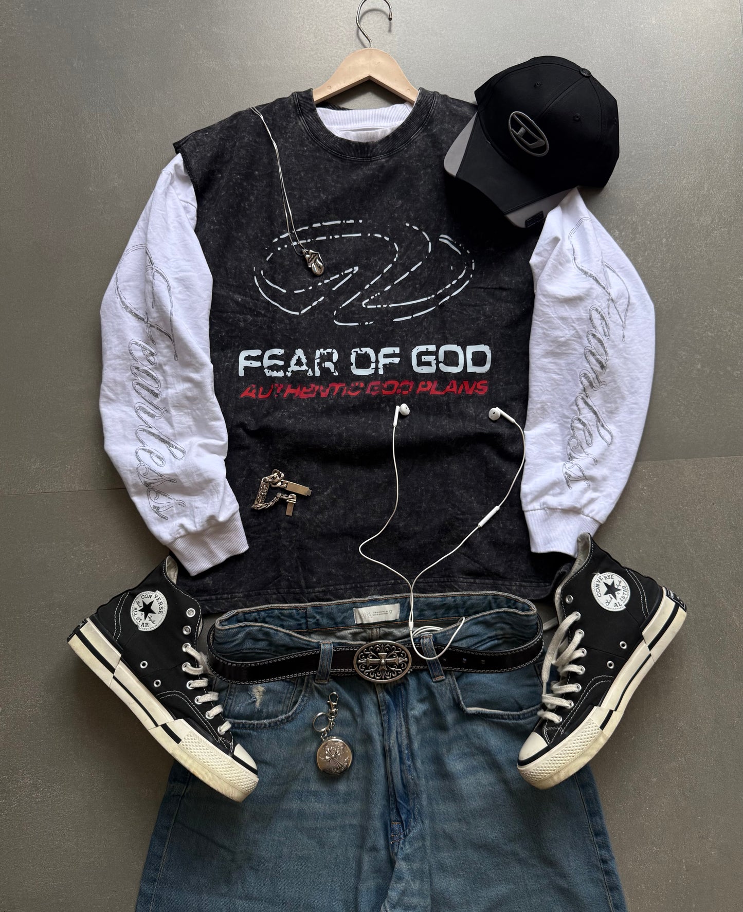 ELLC STUDIO ACID WASH SLEEVES TEE