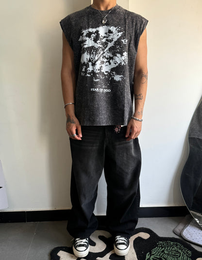 ELLC STUDIO ACID WASH SLEEVES TEE