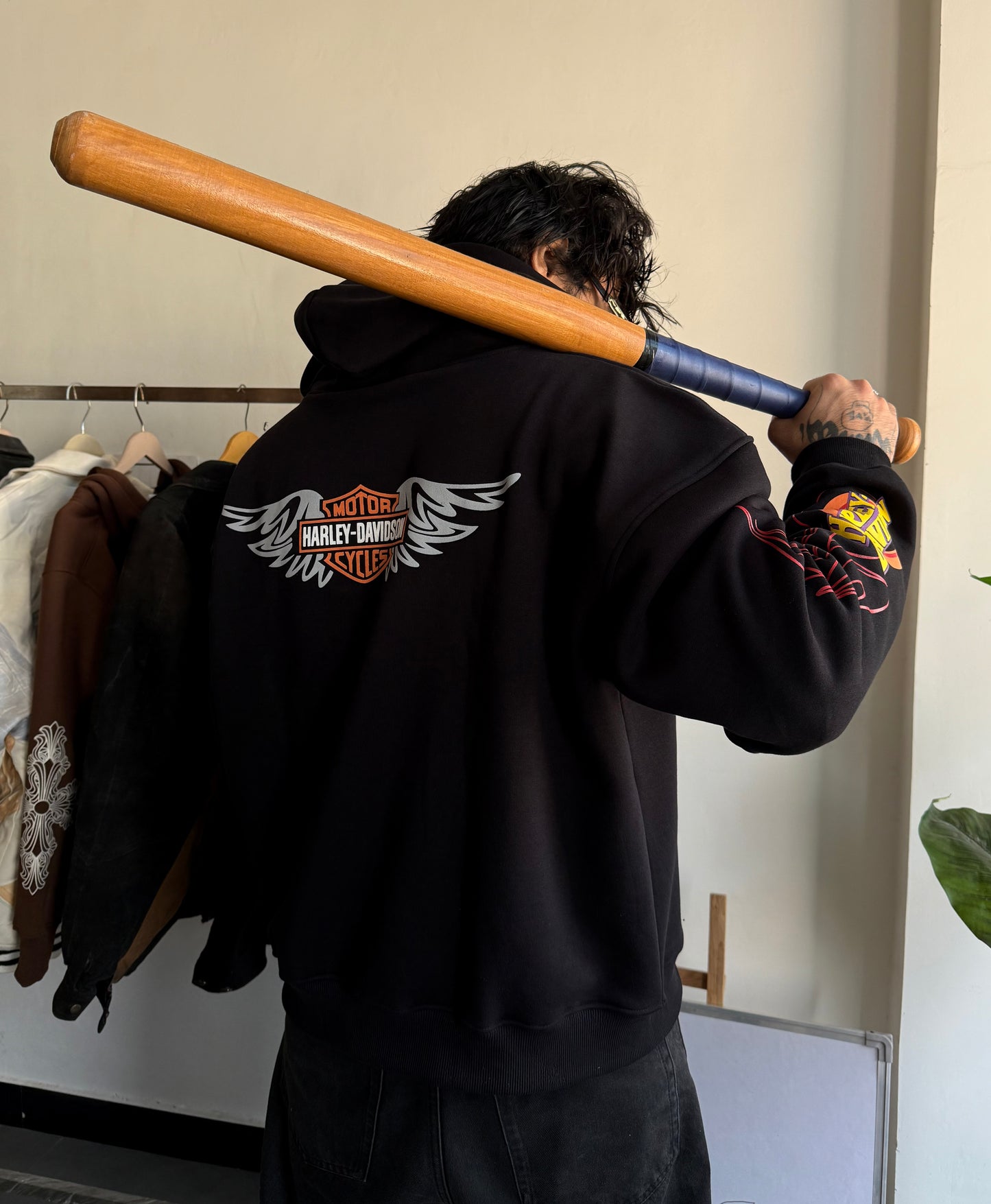 VINTAGE Y2K STYLE HARLEY  HOODED ZIPPER