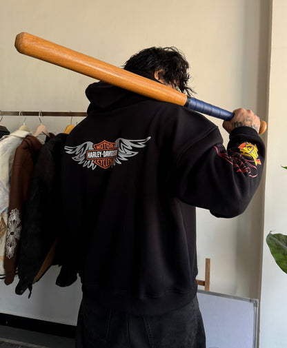 VINTAGE Y2K STYLE HARLEY  HOODED ZIPPER