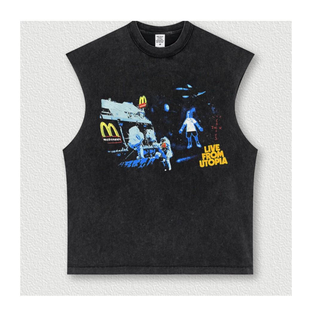 ELLC STUDIO ACID WASH SLEEVES TEE