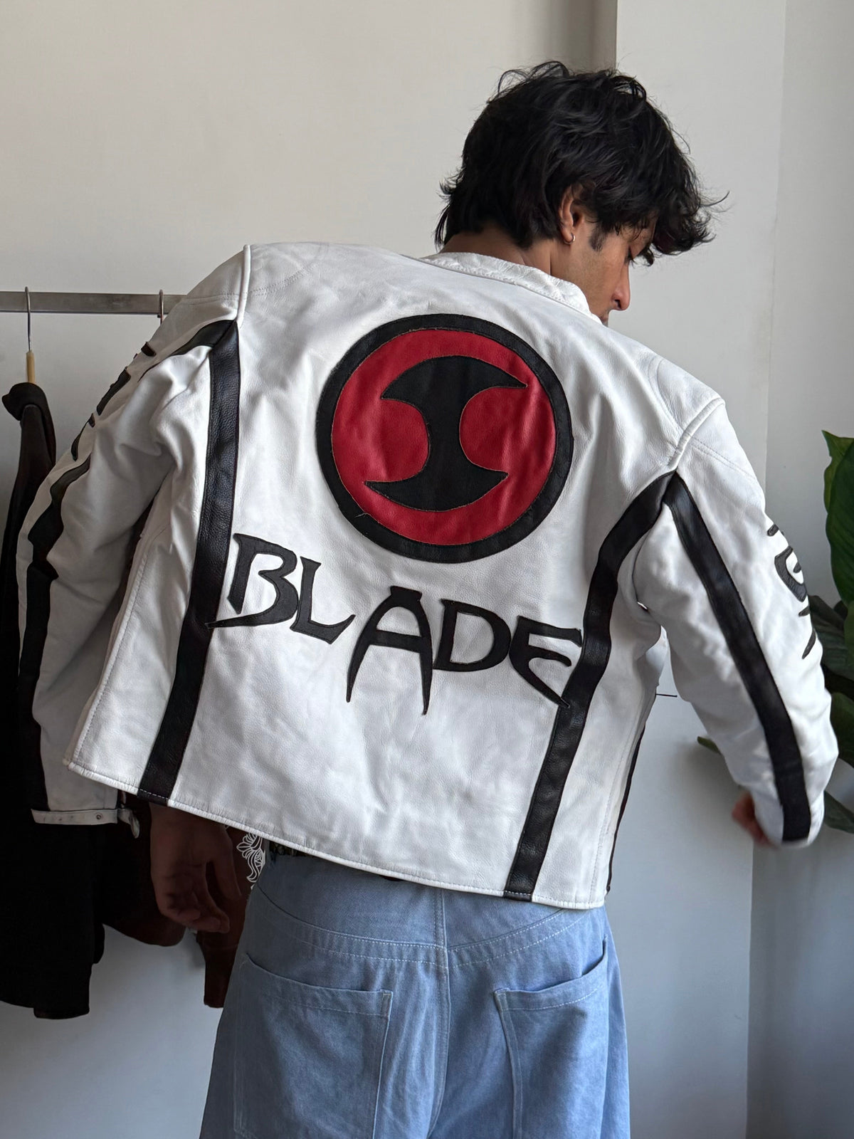 VINTAGE RARE BLADE TRNTY LEATHER RACING JACKET
