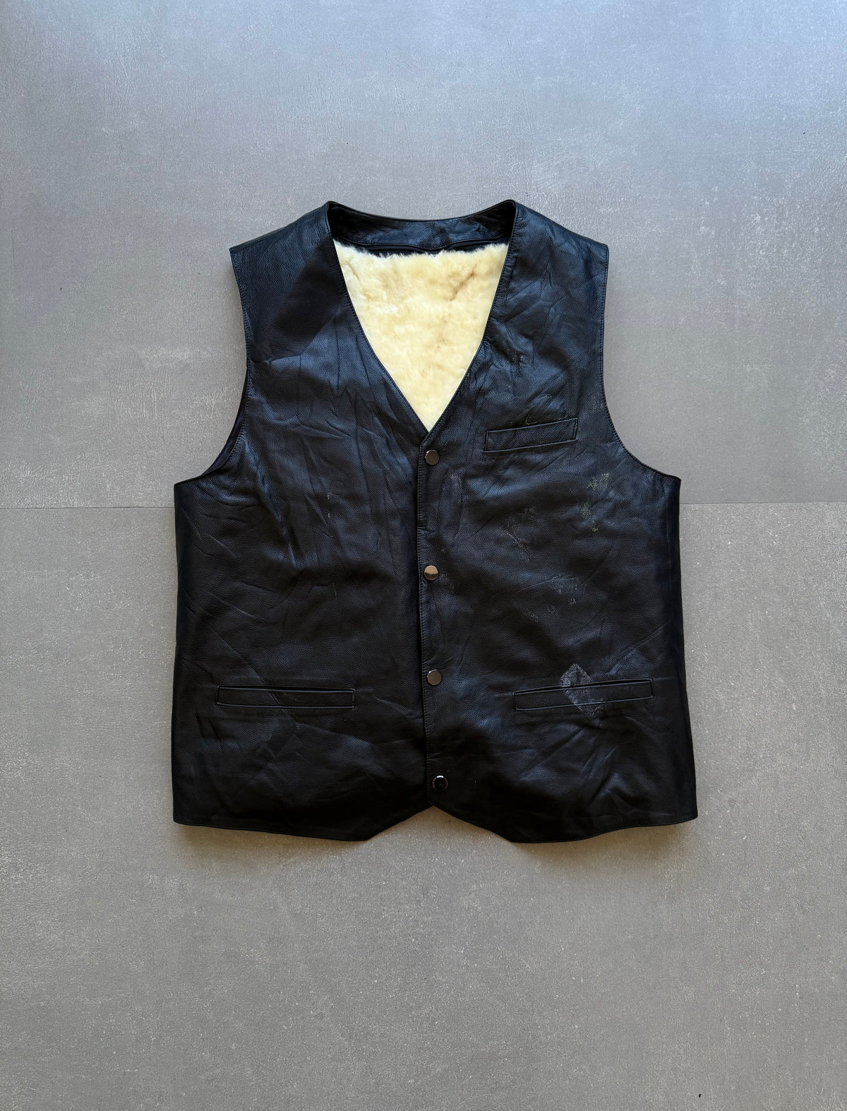 VINTAGE FUR LEATHER VEST
