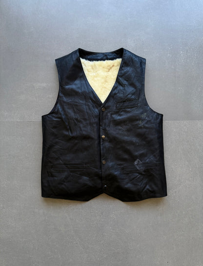VINTAGE FUR LEATHER VEST