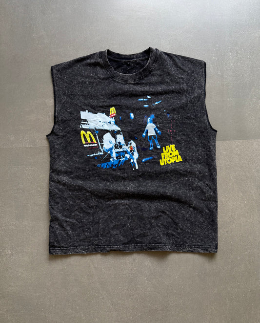 ELLC STUDIO ACID WASH SLEEVES TEE
