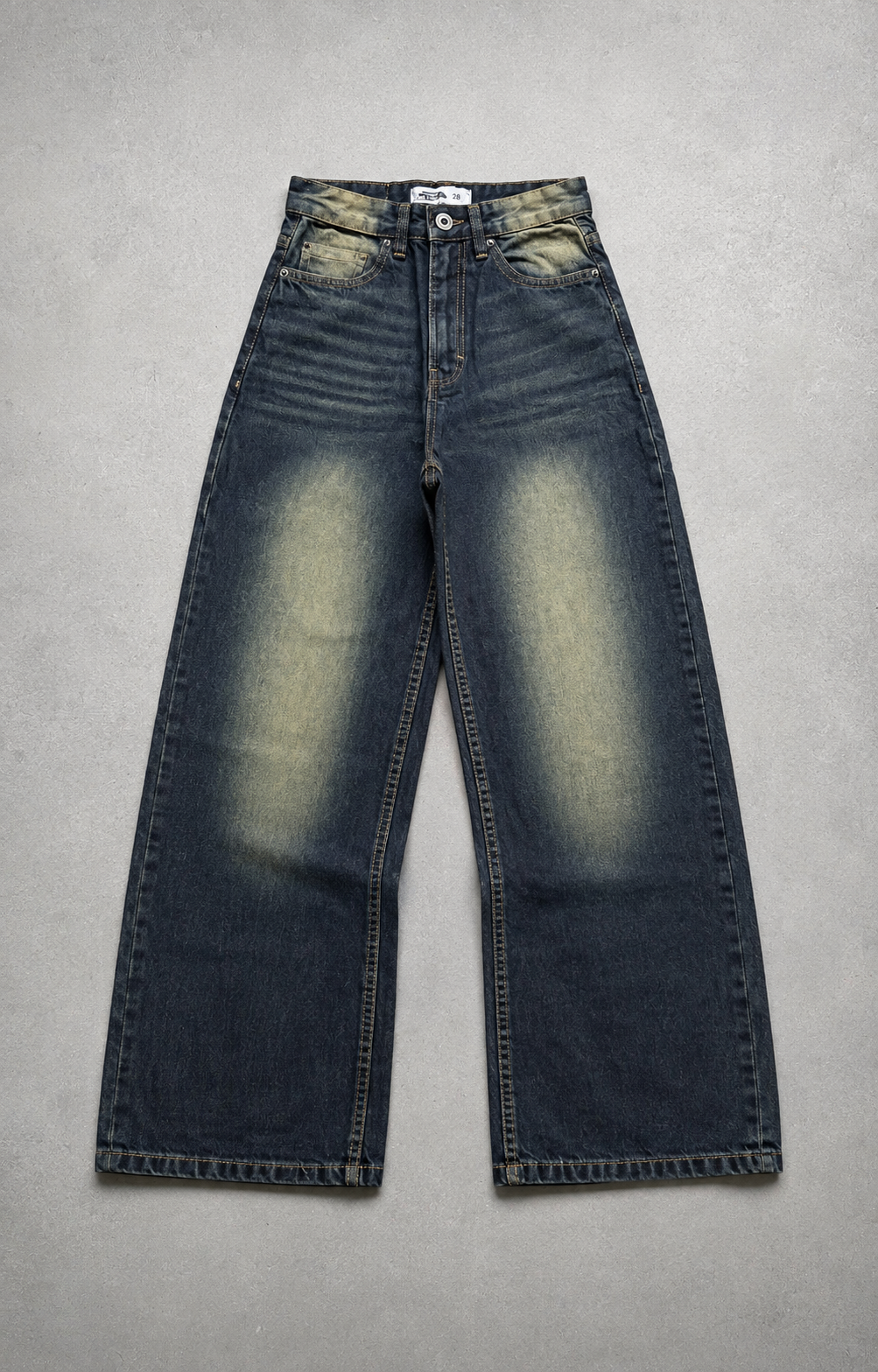 WASHED WIDE LEG BAGGY DENIM