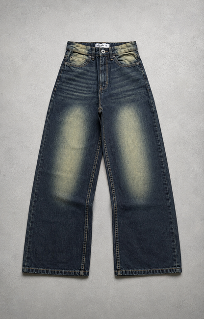 WASHED WIDE LEG BAGGY DENIM