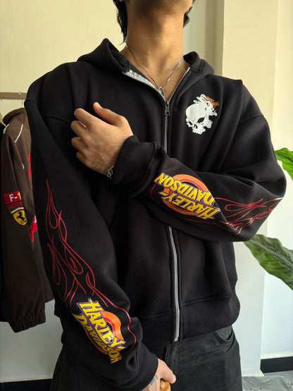 VINTAGE Y2K STYLE HARLEY  HOODED ZIPPER
