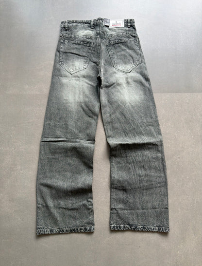 WASHED PANEL WIDE-LEG DENIM
