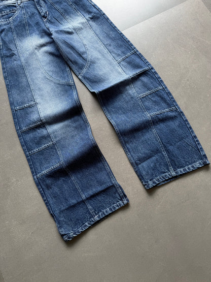 WASHED PANEL WIDE LEG DENIM
