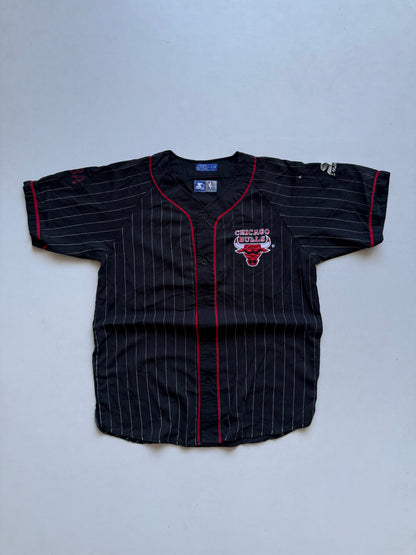 VINTAGE 90’s RARE NBA STARTER CHICAGO BULLS PIN STRIPE JERSEY