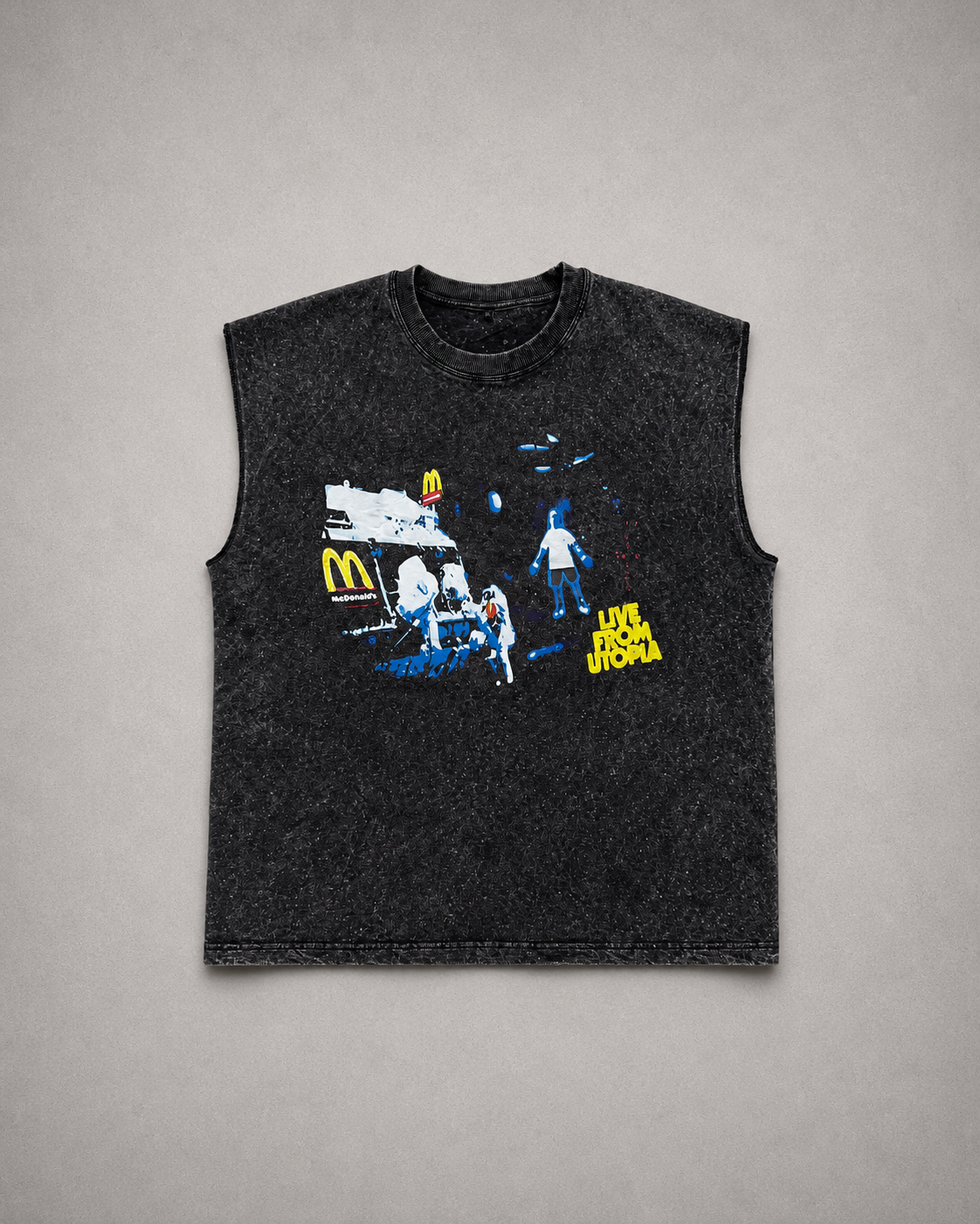 ELLC STUDIO ACID WASH SLEEVES TEE