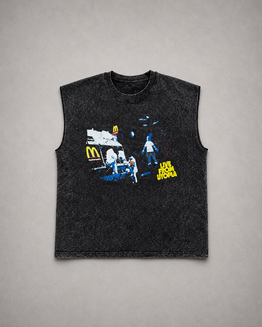 ELLC STUDIO ACID WASH SLEEVES TEE