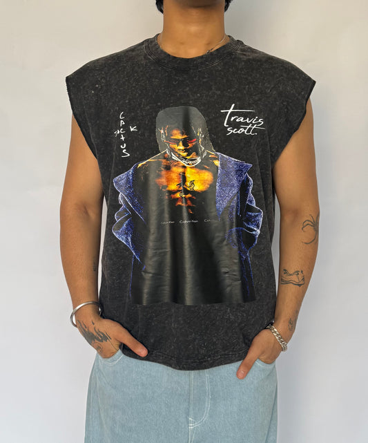 ELLC STUDIO ACID WASH SLEEVES TEE