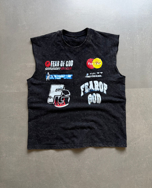 ELLC STUDIO ACID WASH SLEEVES TEE