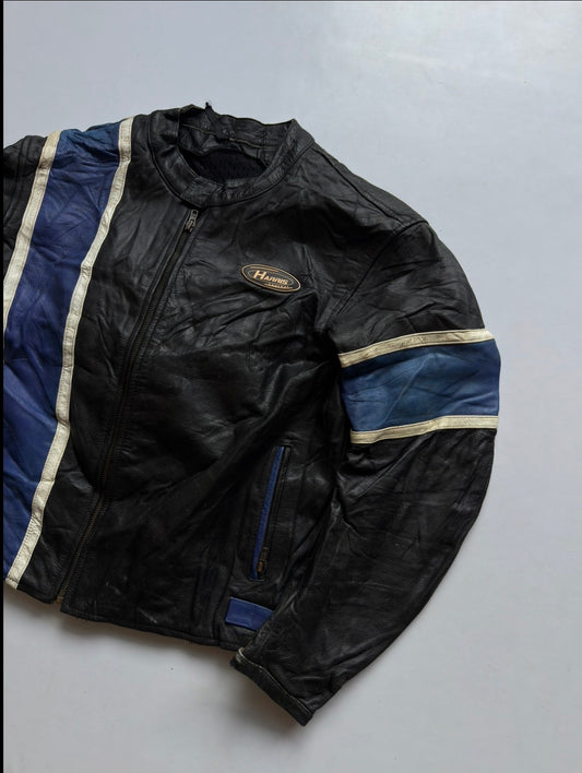 VINTAGE HARRIS LEATHER BIKER JACKET 
(Back safety pad)