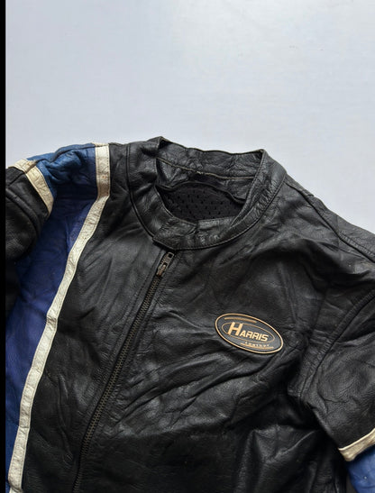 VINTAGE HARRIS LEATHER BIKER JACKET 
(Back safety pad)