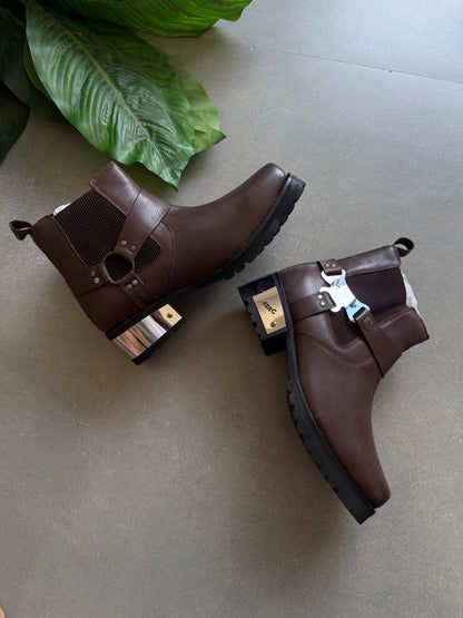 VINTAGE SYTLE HARNESS GENIUNE LEATHER BOOTS