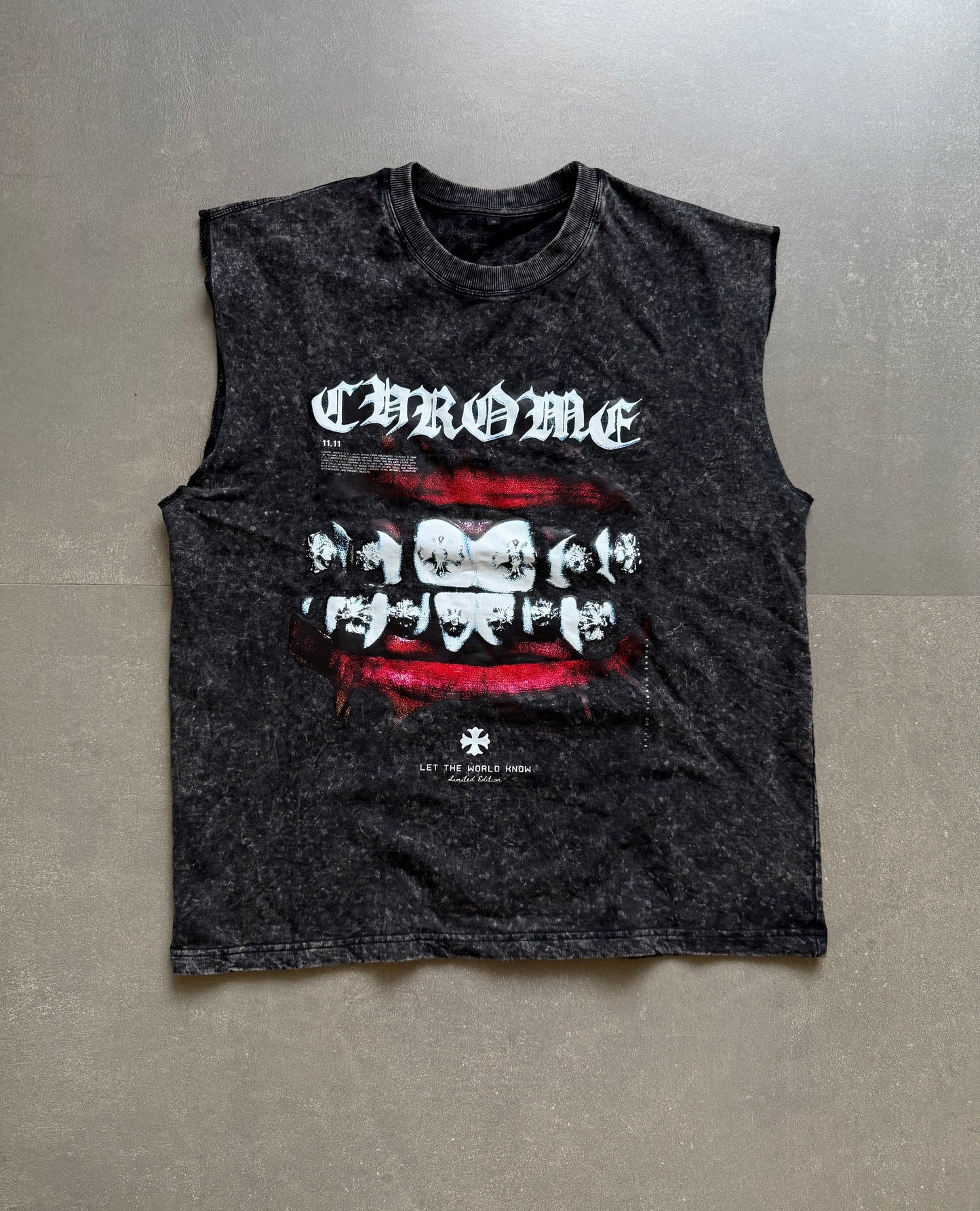 ELLC STUDIO ACID WASH SLEEVES TEE