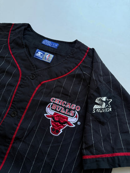 VINTAGE 90’s RARE NBA STARTER CHICAGO BULLS PIN STRIPE JERSEY