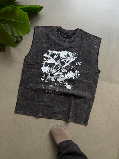 ELLC STUDIO ACID WASH SLEEVES TEE