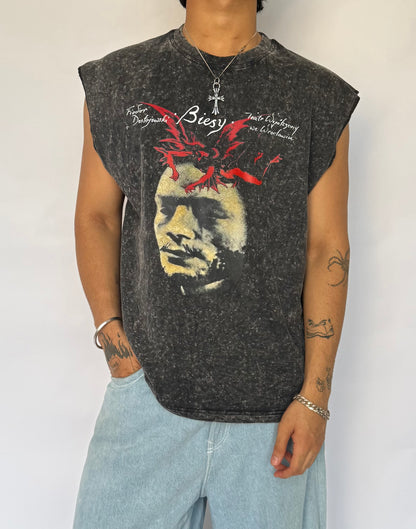 VINTAGE INSPIRED ACID WASH SLEEVES TEE
