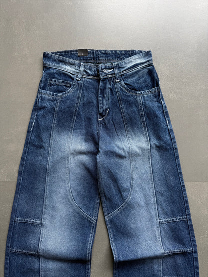 WASHED PANEL WIDE LEG DENIM