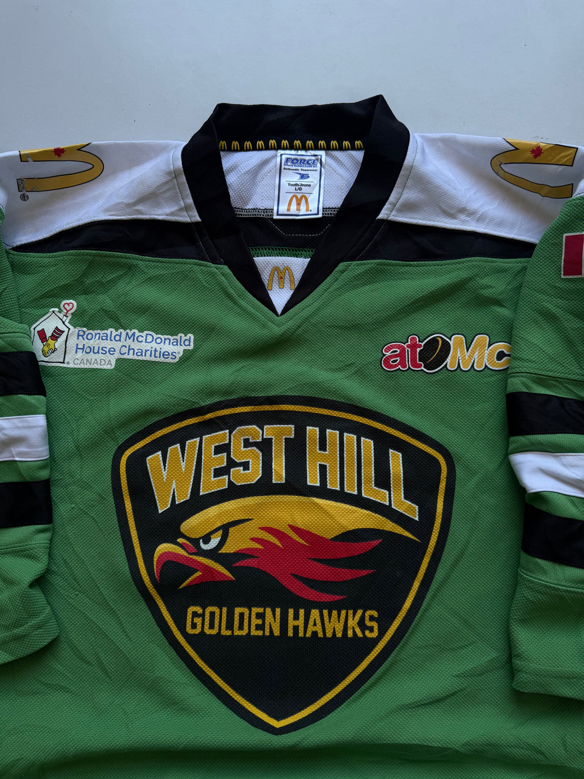 VINTAGE ATO MC WEST HILL GOLDEN HAWKS HOCKEY JERSEY