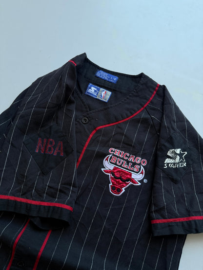 VINTAGE 90’s RARE NBA STARTER CHICAGO BULLS PIN STRIPE JERSEY