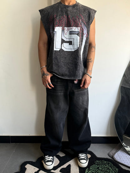 ELLC STUDIO ACID WASH SLEEVES TEE