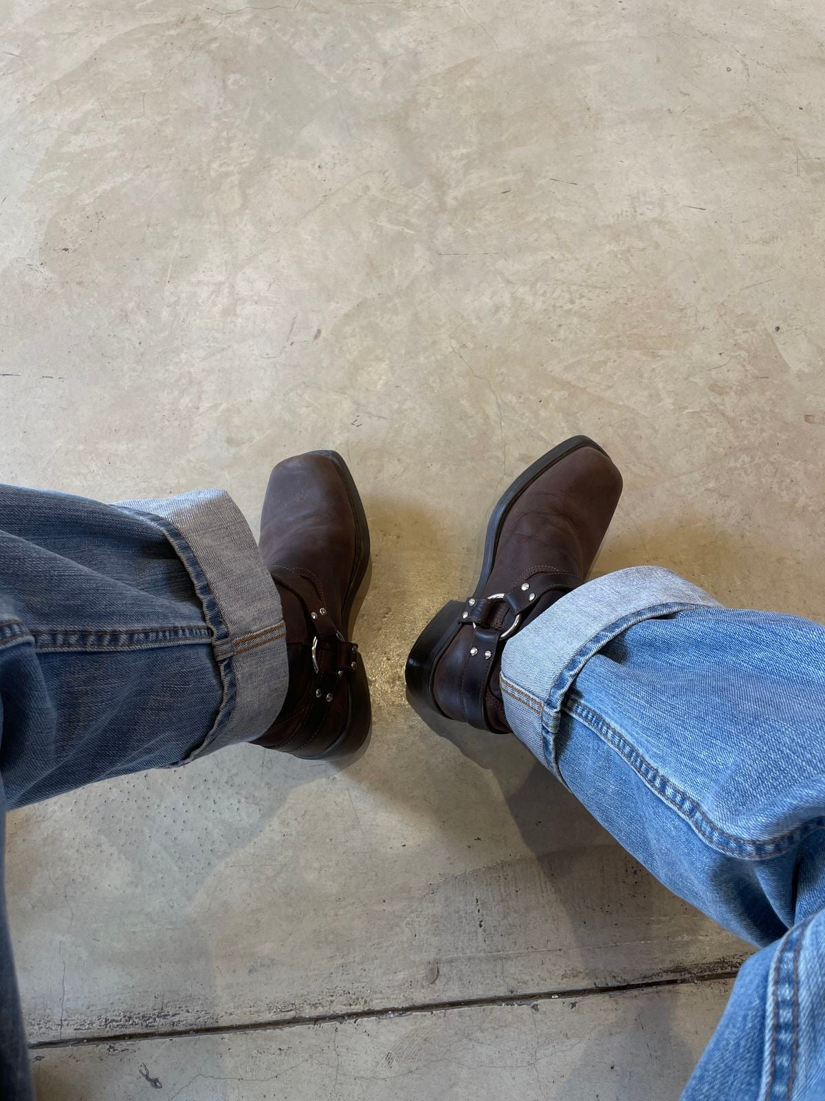 VINTAGE SYTLE HARNESS GENIUNE LEATHER BOOTS